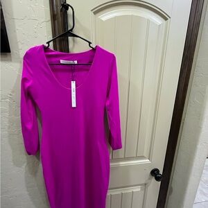 Susana Monaco NWT MIDI dress hot pink color size S